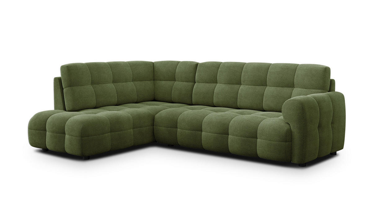 ECKSOFA MELLOW 5-Sitzer, olive - Schwarz/Grün, Holz/Textil (283/191cm) - Courtois Laville