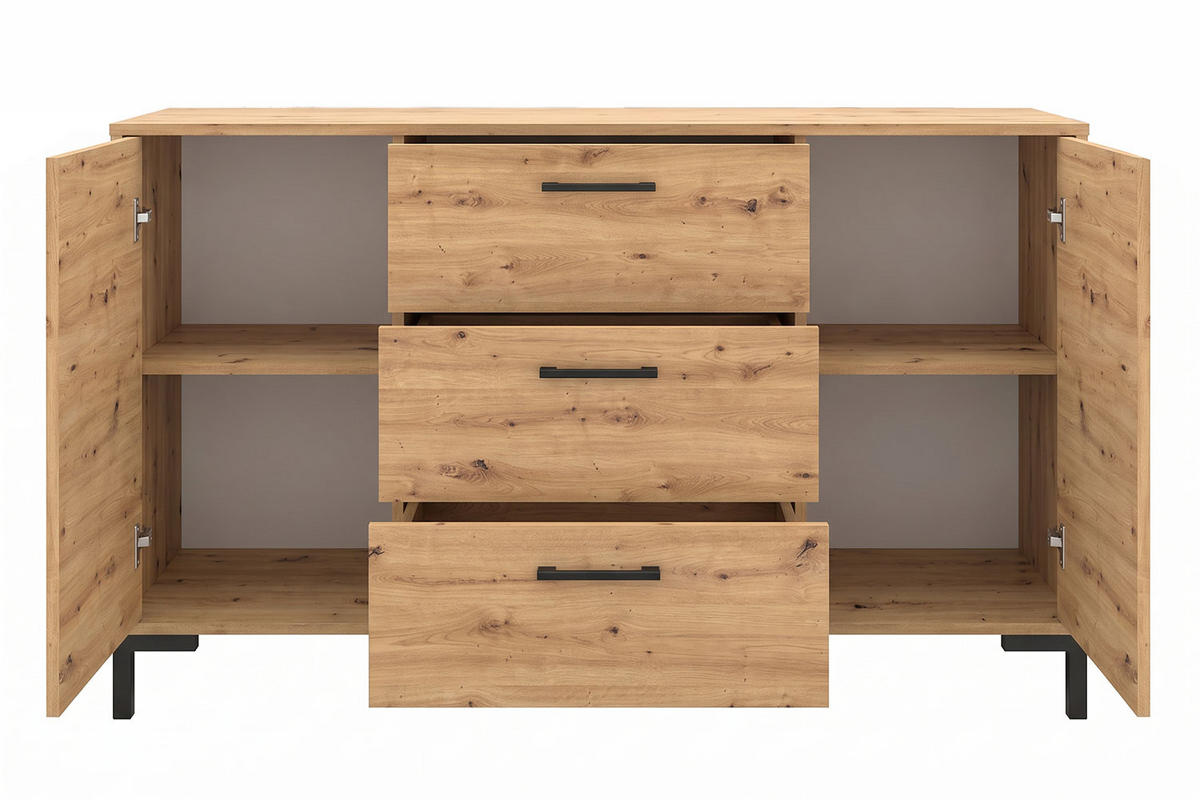 KOMMODE Nevio Artisan Eiche 138 / 41 / 83cm - Eiche Artisan/Braun, Holz/Holzwerkstoff (138/83/41cm) - Feldmann-Wohnen