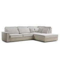 ECKSOFA Kirou Beige grau Chenille-Stoff - Rechts Seite - Greige/Schwarz, Holz/Holzwerkstoff (311/225cm) - Maison de Reve