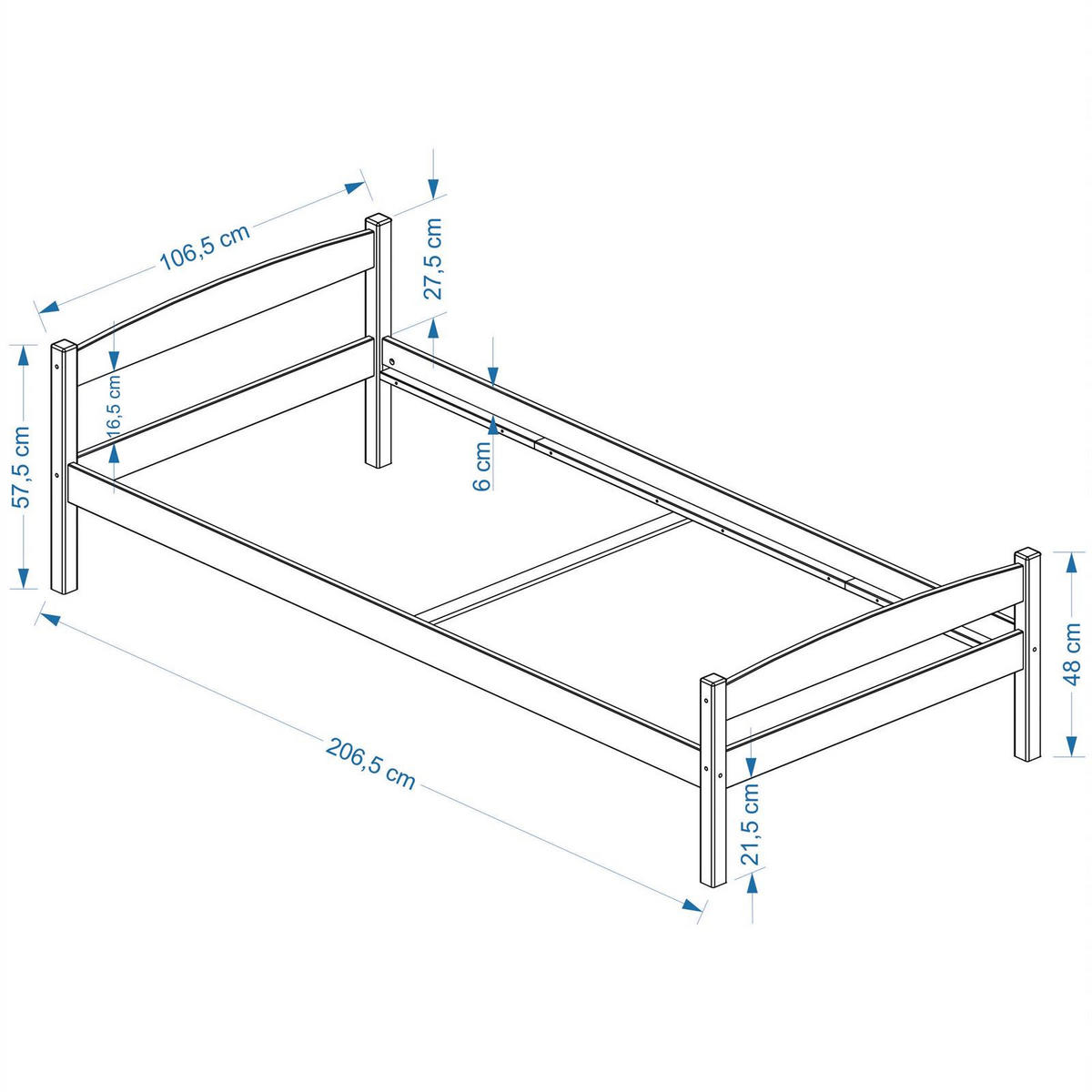 EINZELBETT BORIS 100X200 CM - Buchefarben, Holz (100/200cm) - IDIMEX