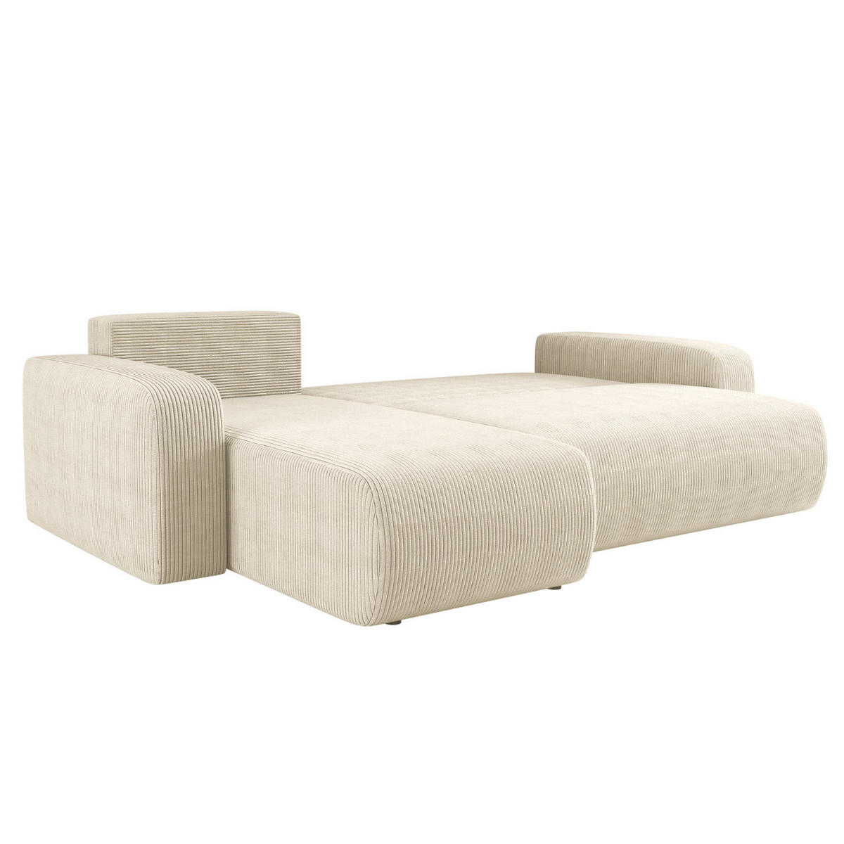 ECKSOFA L-FORM Schlaffunktion Und Bettkasten Eckcouch MILANO L Stoff Dicker Cord Ecru Links - Ecru, Holz/Textil (142/244cm) - Kaiser Möbel