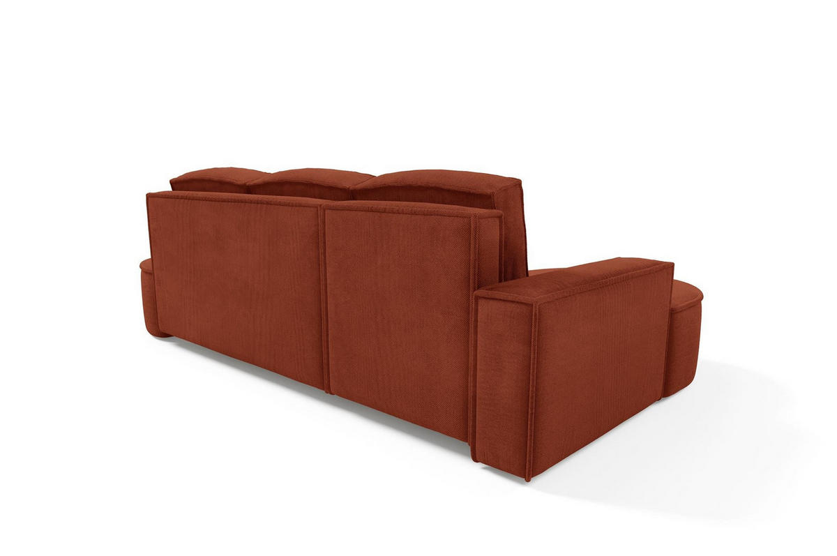 ECKSOFA Flow Rot, mit Schlaffunktion und Kissen in Curio Stoff, linke seite - Rot, Holzwerkstoff/Textil (277/157cm) - Bettso