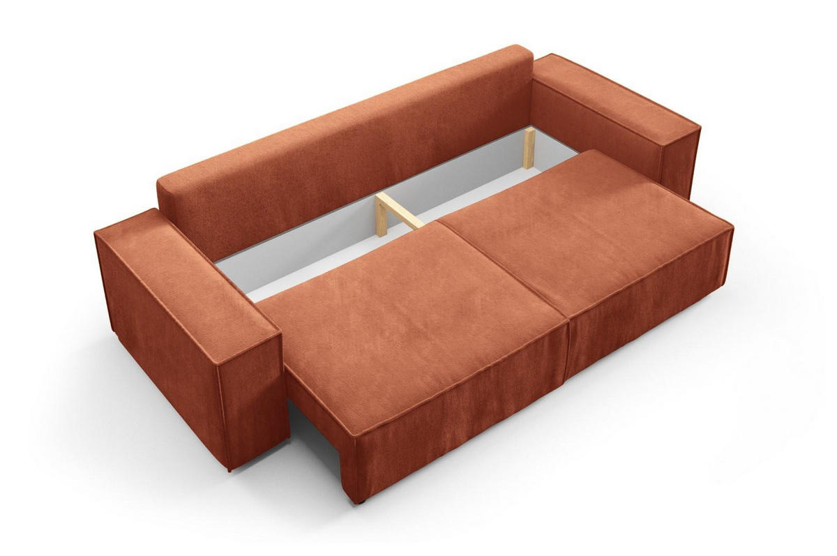 SCHLAFSOFA mit Bettkasten Orange - Orange, Textil (255/88/102cm) - Furnisell