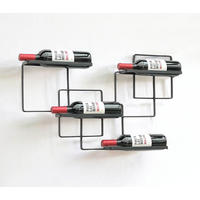 WEINREGAL für 4 Flaschen Wand Metall Schwarz Wine Line - Schwarz, Metall (72/44/9cm) - DanDiBo
