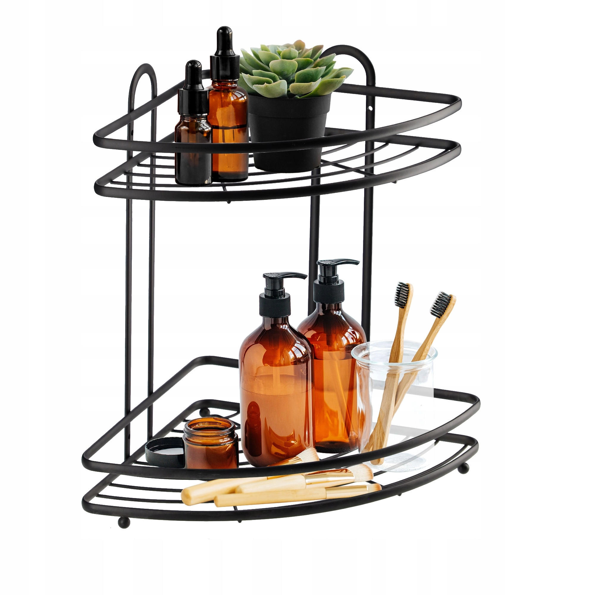 BADEZIMMER-ECKREGAL, schwarz - Schwarz, Metall (26/33cm) - KADAX