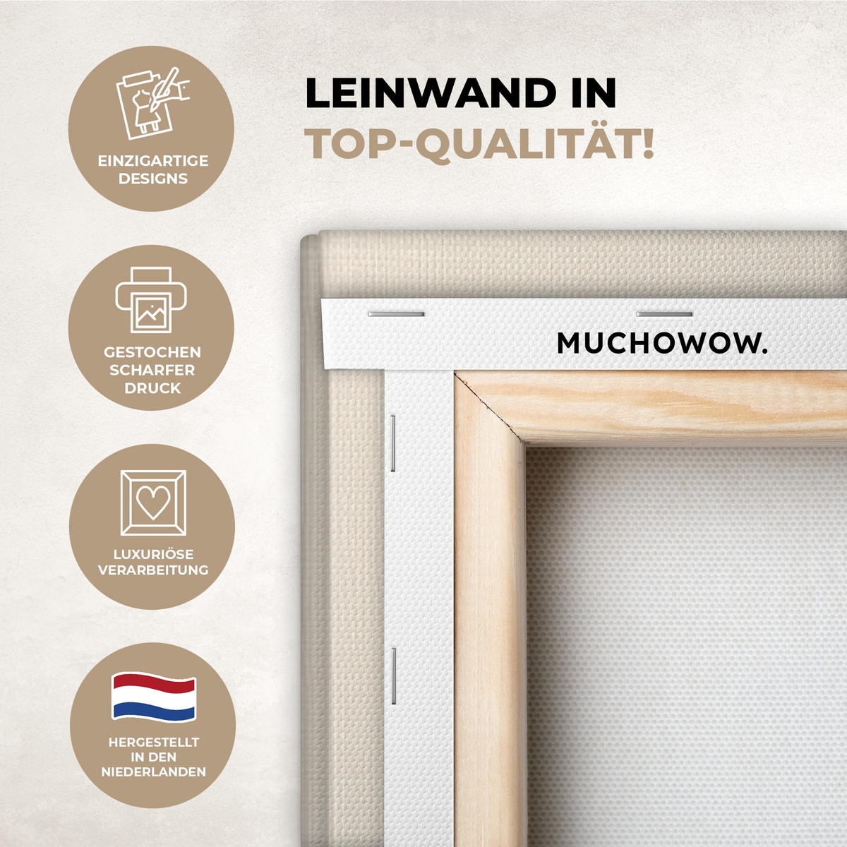 LEINWANDBILD Pflanze - Beige - Japanisch 90x140 cm - Schwarz, Textil (90/140cm) - MuchoWow