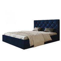 BETT 140x200 - Polsterbett mit Bettkasten und Metallrahmen - Elegant Betten - Glatter Kronos-Stoff - Kollektion Boston, Blau - Blau, Holz/Textil (140/200cm) - Alpi-Möbel