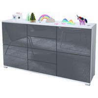 SIDEBOARD Rova Grau Hochglanz - Grau, Holzwerkstoff (138.5/75.5/35cm) - Vladon