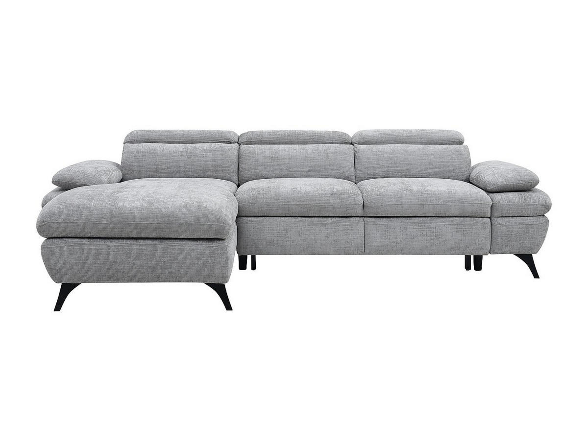 ECKSOFA mit Schlaffunktion mit Bettkasten - Ecke links - Strukturstoff - Grau - MORAVA - Grau, Textil (284/176cm) - Vente-Unique