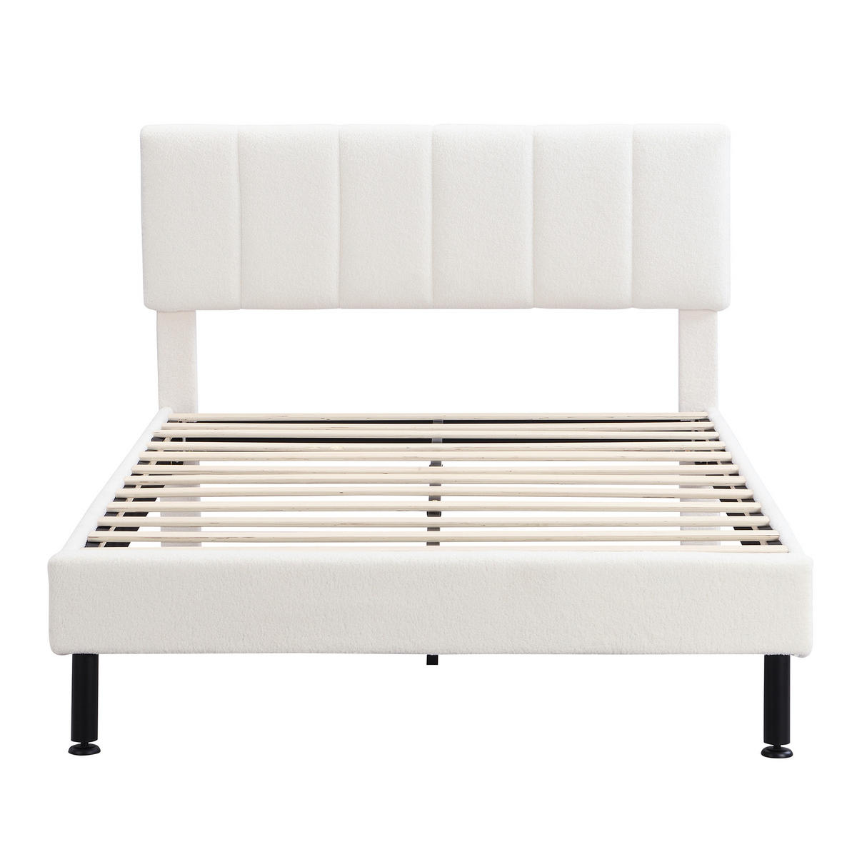 POLSTERBETT 140/190 cm DE-00138, in Beige, Lattenrost und Eisenfüßen - Beige, Holz (140/190cm) - ComfortXL