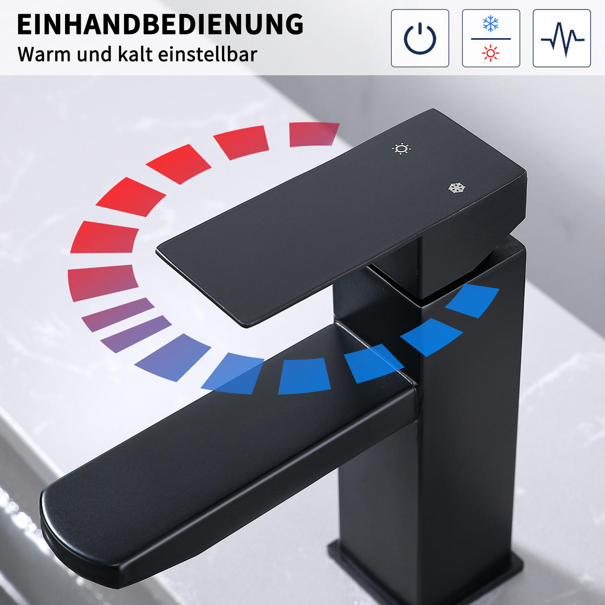 WASCHTISCHARMATUR Aufsatzbecken Schwarz - Schwarz, Metall (19/7/30.5cm) - HOMELODY