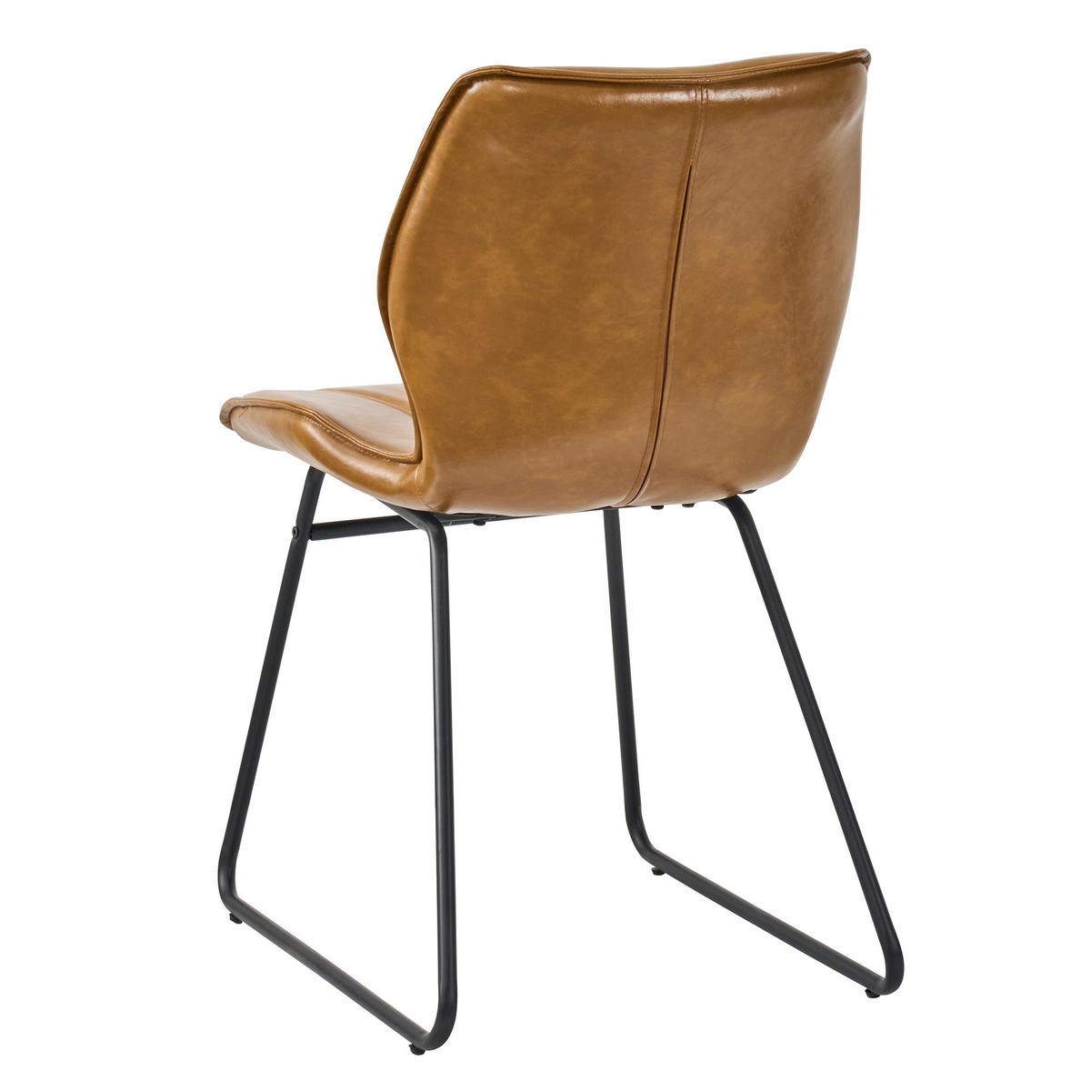 ESSZIMMERSTUHL 2er-Set, Cognacbraun, Kunstleder, Metallgestell - Braun, Leder/Metall (47/81/60cm)
