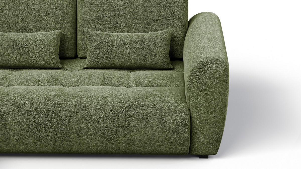 ECKSOFA SORENO 4-Sitzer, dunkelgrün - Dunkelgrün/Schwarz, Holz/Textil (293/171cm) - Courtois Laville