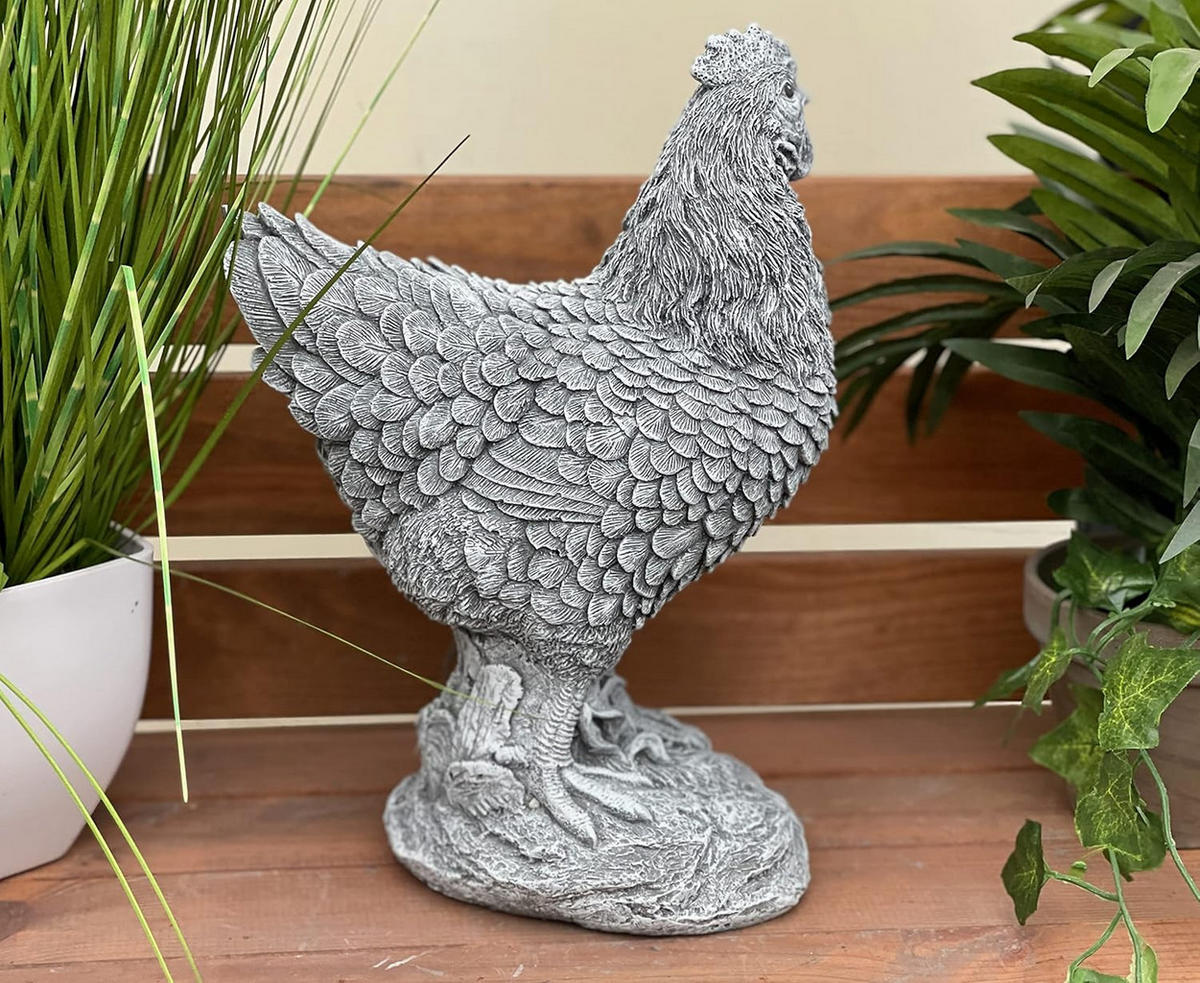 STEINFIGUR Huhn Gallina, frostfest, Steinguss - Grau, Stein (21/31/13cm)