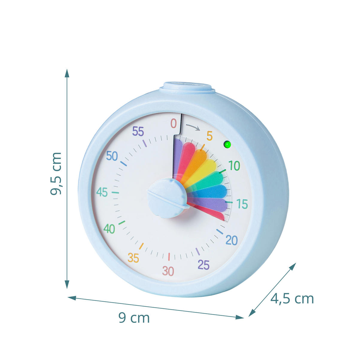 TIMER blå regnbågsmönster 60 min plast - Blå, Plast (9/9.5/4.5cm) - Relaxdays