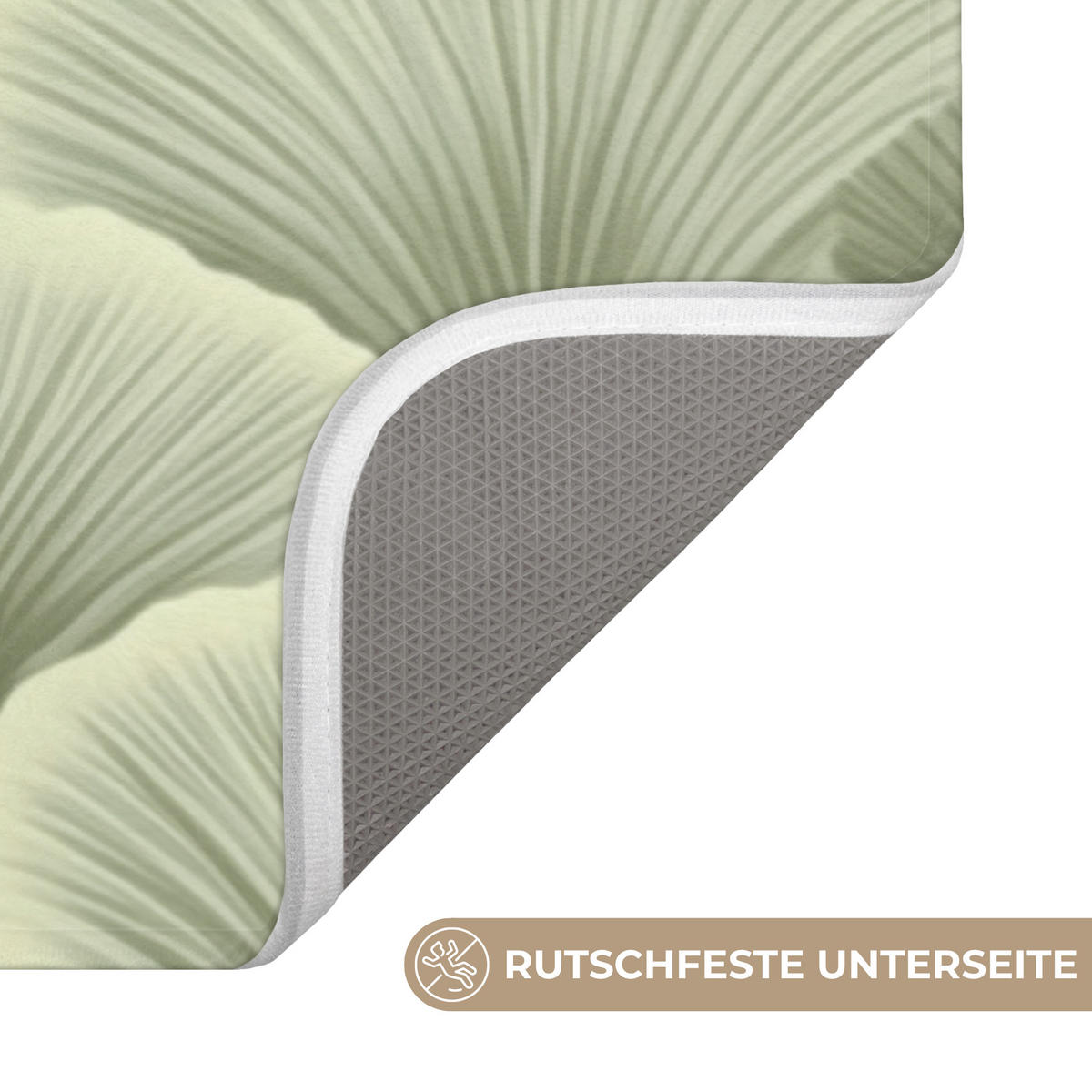 KOUPELNOVÁ PŘEDLOŽKA Vějíř - list - zelený 60x120 cm - pastelově zelená, textil/plast (60/120cm)