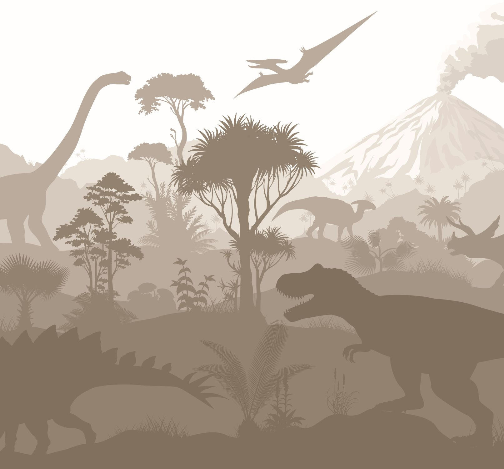 FOTOTAPETE Dinosaurier 300 x 279 cm - Braun, Papier (300/279cm) - ESTAhome