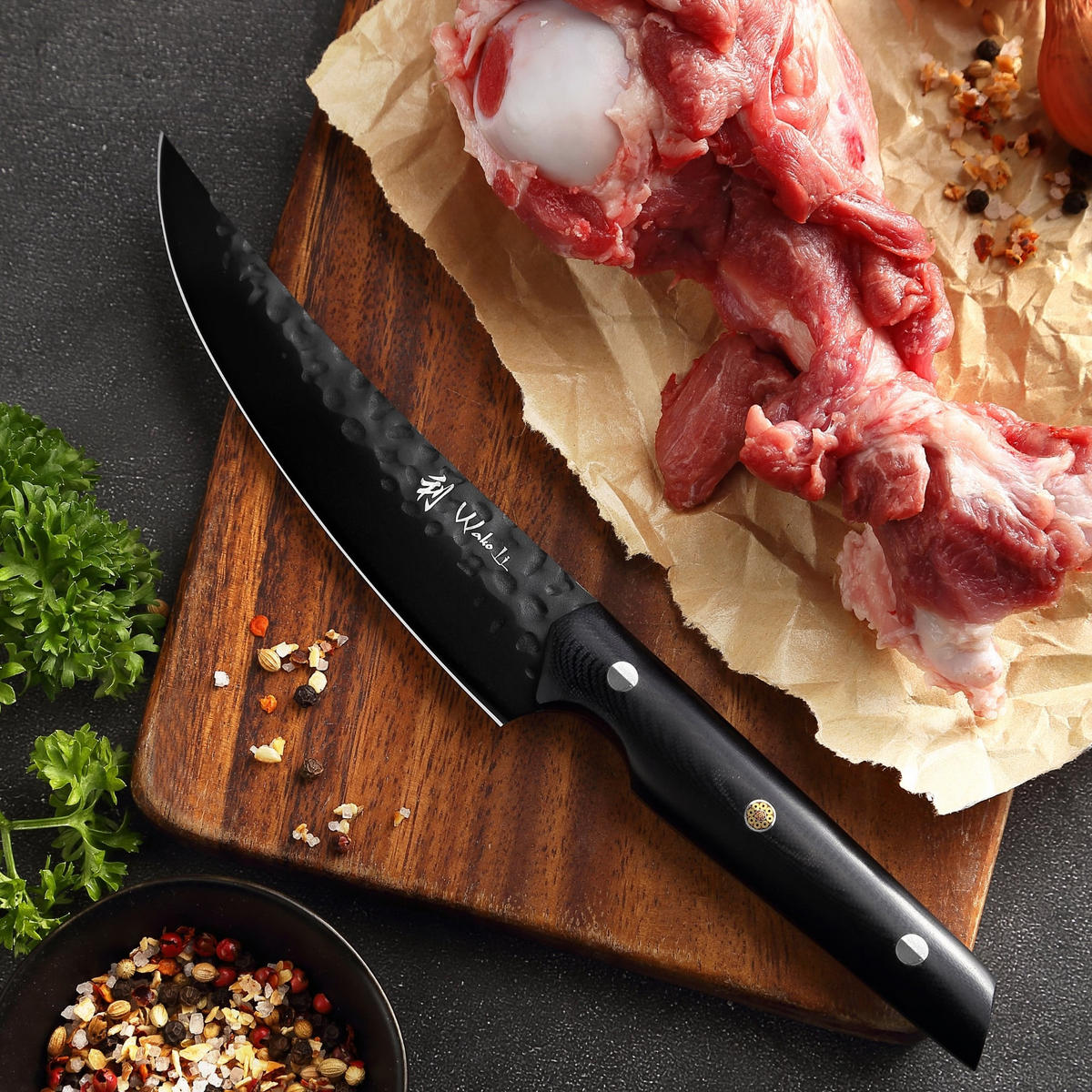 FILETIERMESSER 15 cm - Schwarz, Metall (1cm) - Wakoli