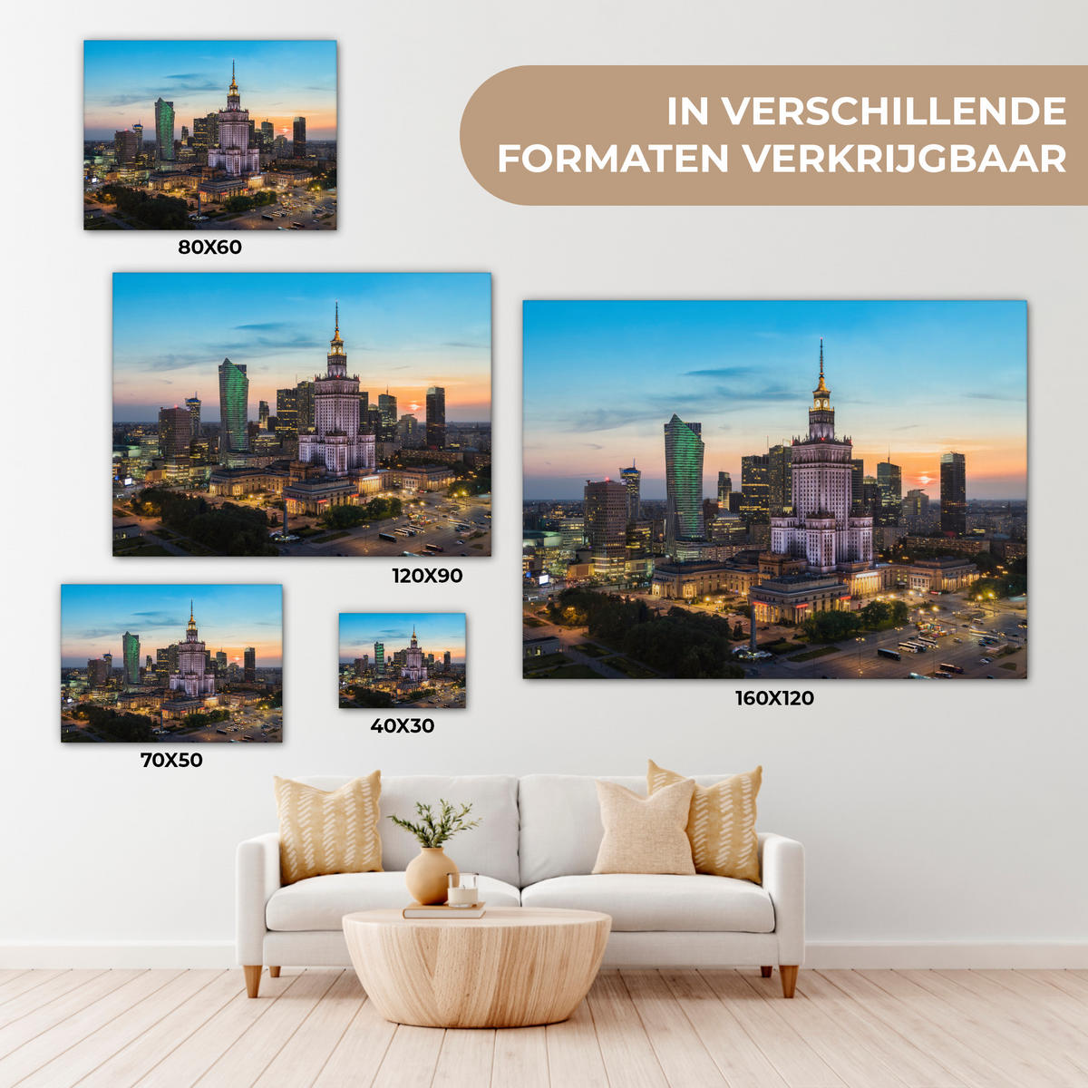 LEINWANDBILD Polen - Sonne - Warschau 40x30 cm - Blau, Textil (40/30cm) - MuchoWow