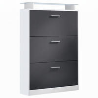 SCHUHSCHRANK Lavia Front in Schwarz mattt - Schwarz, Holzwerkstoff (89/128/23cm) - Vladon