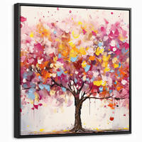 LEINWAND Bilder mit Rahmen - Aquarell - Baum - Kunst - Abstrakt - 50x50 - Multicolor, Textil (50/50cm) - MuchoWow