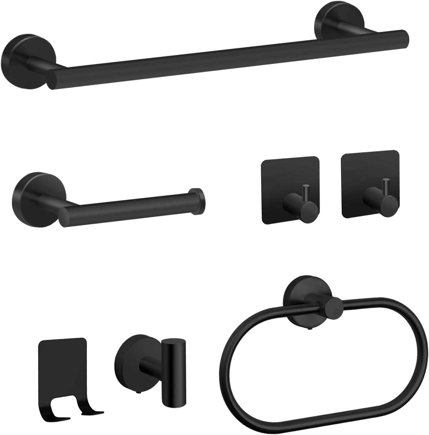 BADEZIMMER-REGAL-SET, schwarz, 42/18/6 cm - Schwarz, Metall (18/6/42cm)