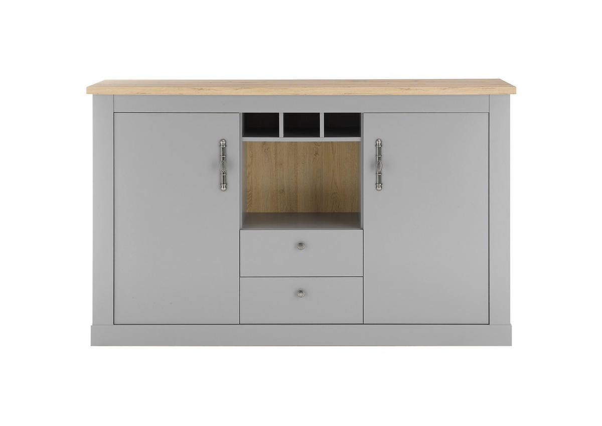 SIDEBOARD C14 Light Gray & Artisan Eiche 166/104/44 cm Landhaus - Grau, Holzwerkstoff (166/100/44cm) - Livojo
