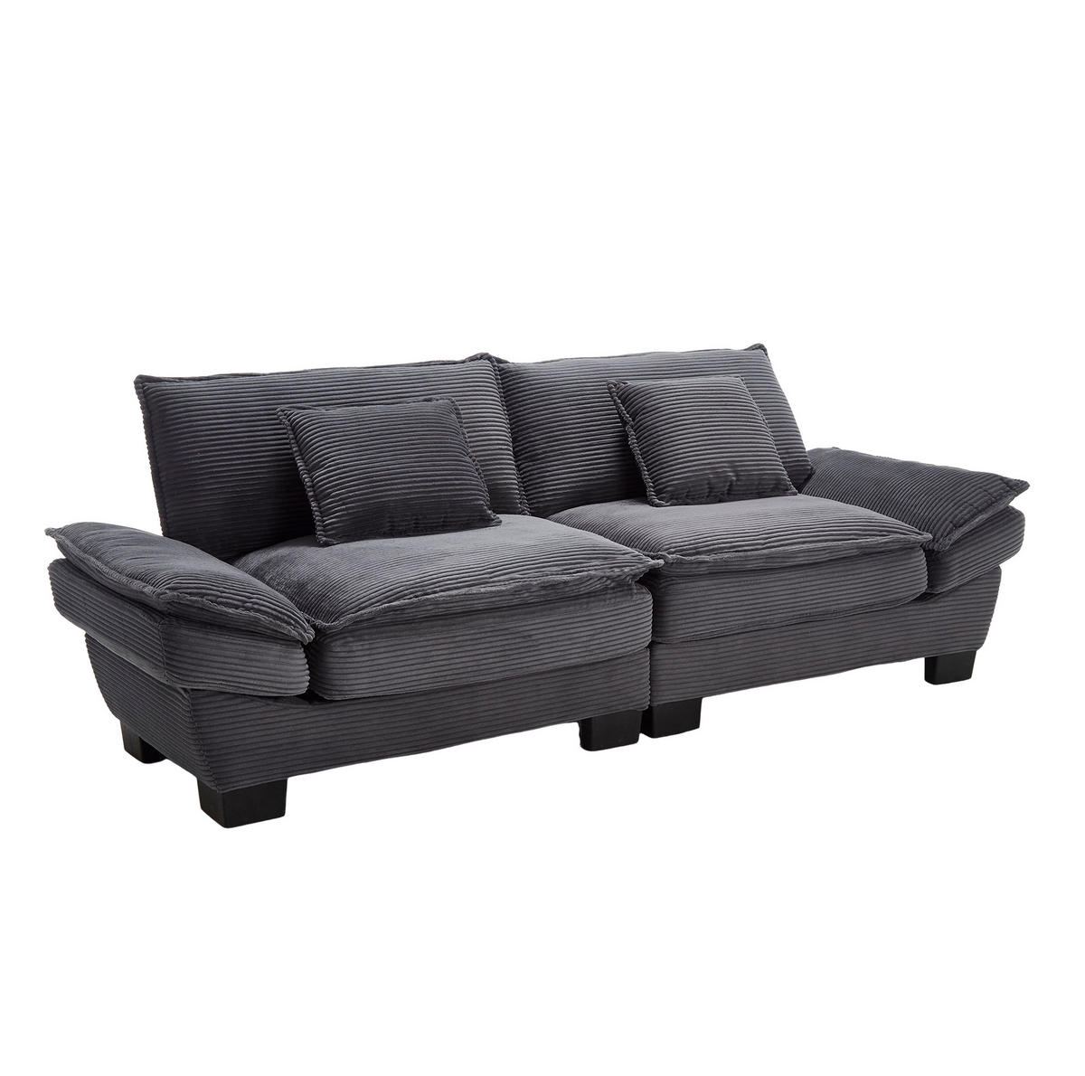 SOFA 2-Sitzer mit tiefem Sitz 224 x 81 x 81 cm Velvet Dark Gray - Dunkelgrau, Kunststoff (224/81/81cm) - Meubliv
