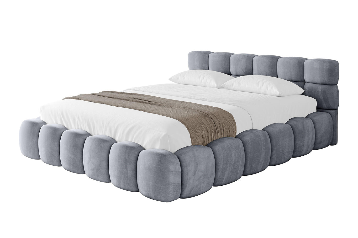 POLSTERBETT mit Bettkasten und Lattenrost, Boxbett ohne Matratze - LEYA-v1 200x200 Grau - Grau, Holzwerkstoff/Textil (200/200cm) - ALTDECOR