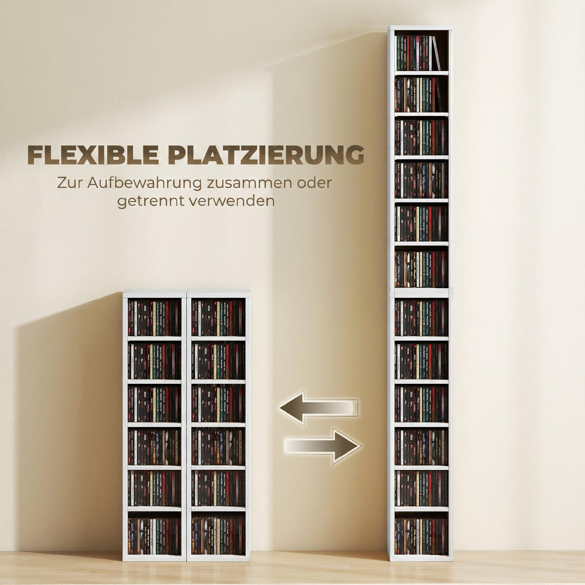 CD-REGAL Spanplatte Weiß - Weiß, Holzwerkstoff (21/88.5/22.5cm) - HOMCOM