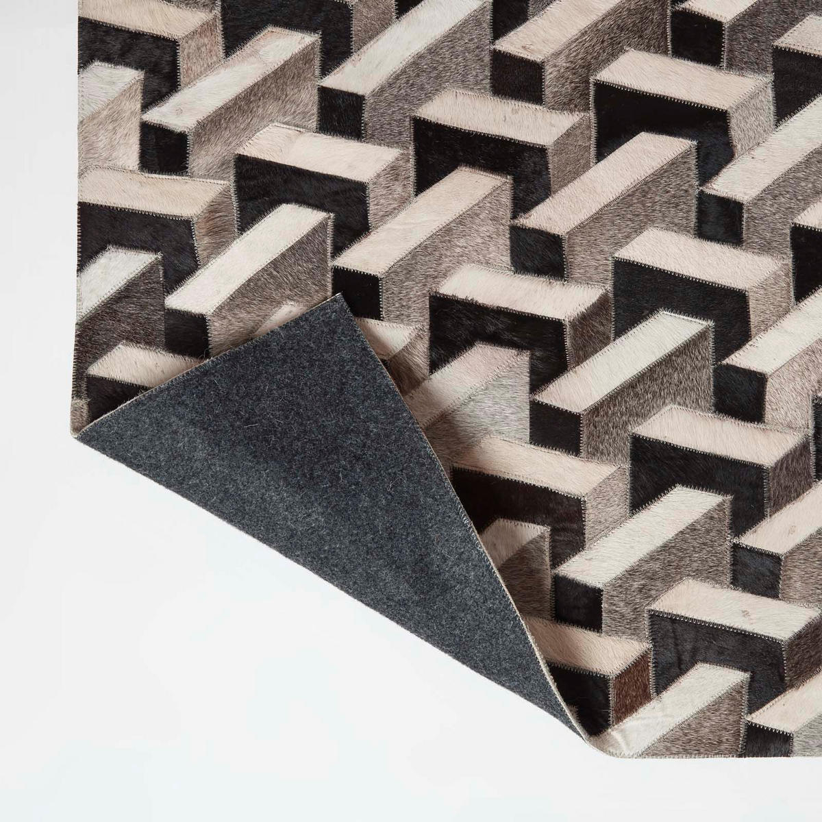 PATCHWORK-TEPPICH Leder, geometrisch gemustert 90/150 cm - Multicolor, Leder/Textil (90/150cm) - Homescapes
