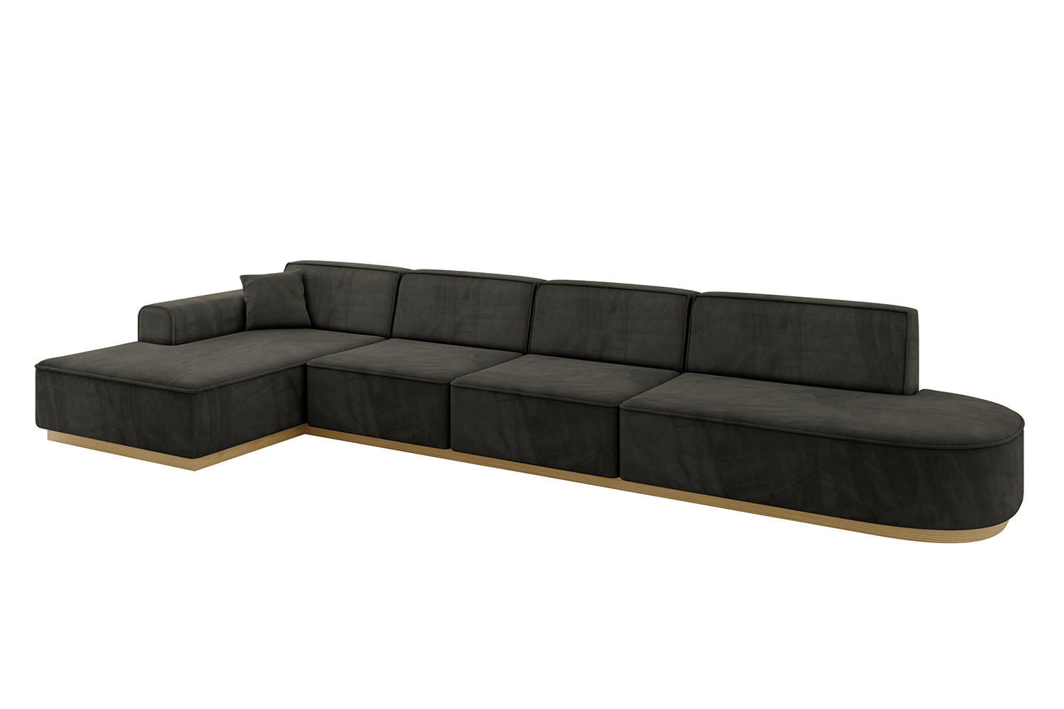 ECKSOFA Ottomane Links IREA-L3-v2 - 403x165x81 cm Schwarz - Schwarz, Holzwerkstoff/Textil (403/165cm) - ALTDECOR