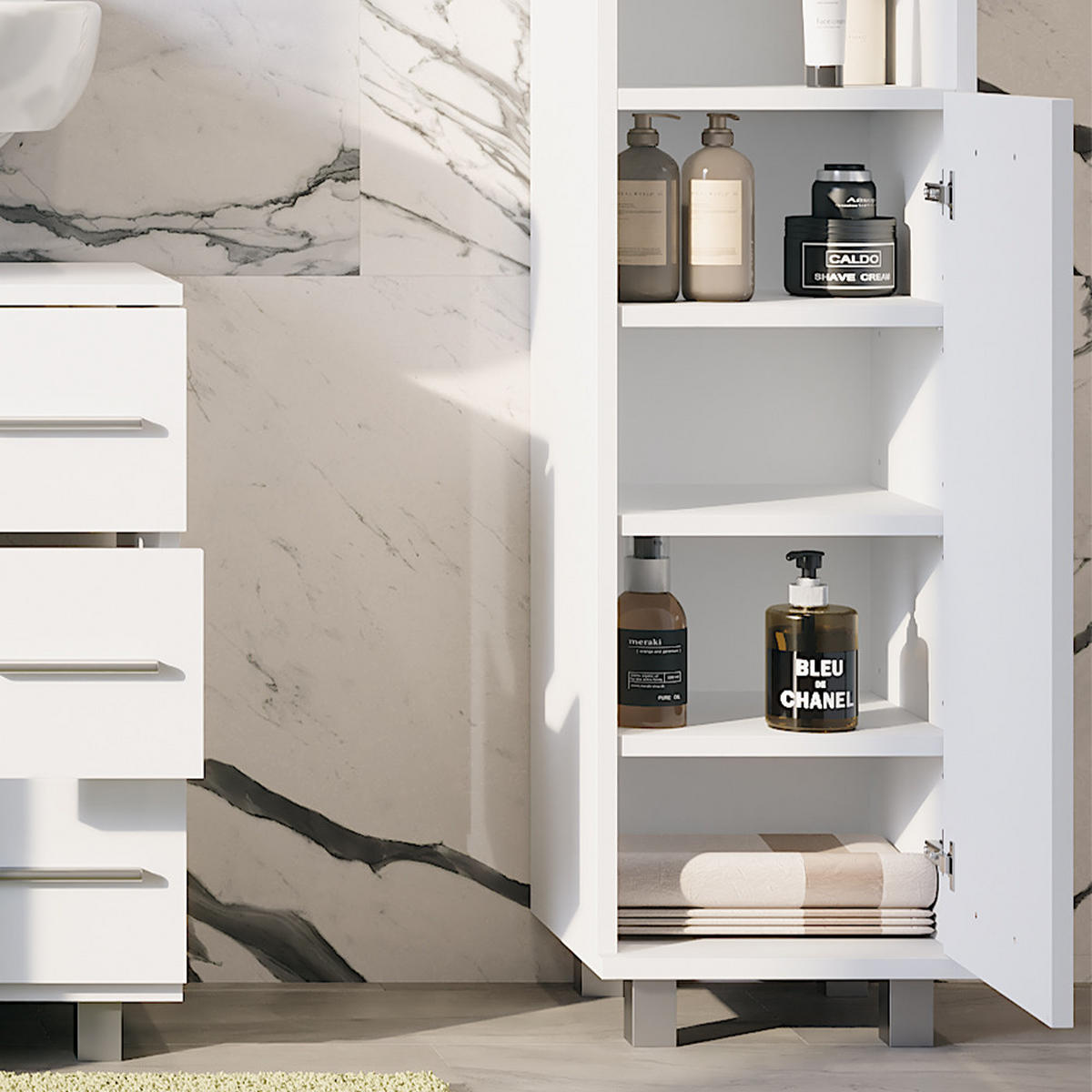 MIDISCHRANK Ilias Weiß 30.2 x 95 cm mit Tür - Weiß, Holzwerkstoff (30.2/95/30cm) - Vicco