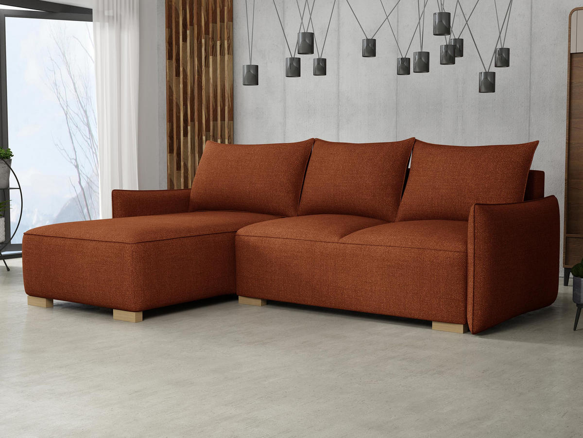 ECKSCHLAFSOFA Focus L - Naturfarben/Bronzefarben, Holz/Textil (240/155cm) - MIRJAN24