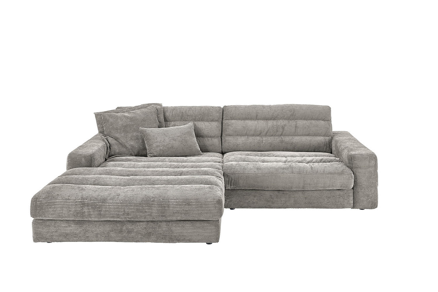 ECKSOFA LANA SOFA Steingrau Cord - Greige/Schwarz, Textil (296/205cm) - KAWOLA