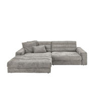 ECKSOFA LANA SOFA Steingrau Cord - Greige/Schwarz, Textil (296/205cm) - KAWOLA