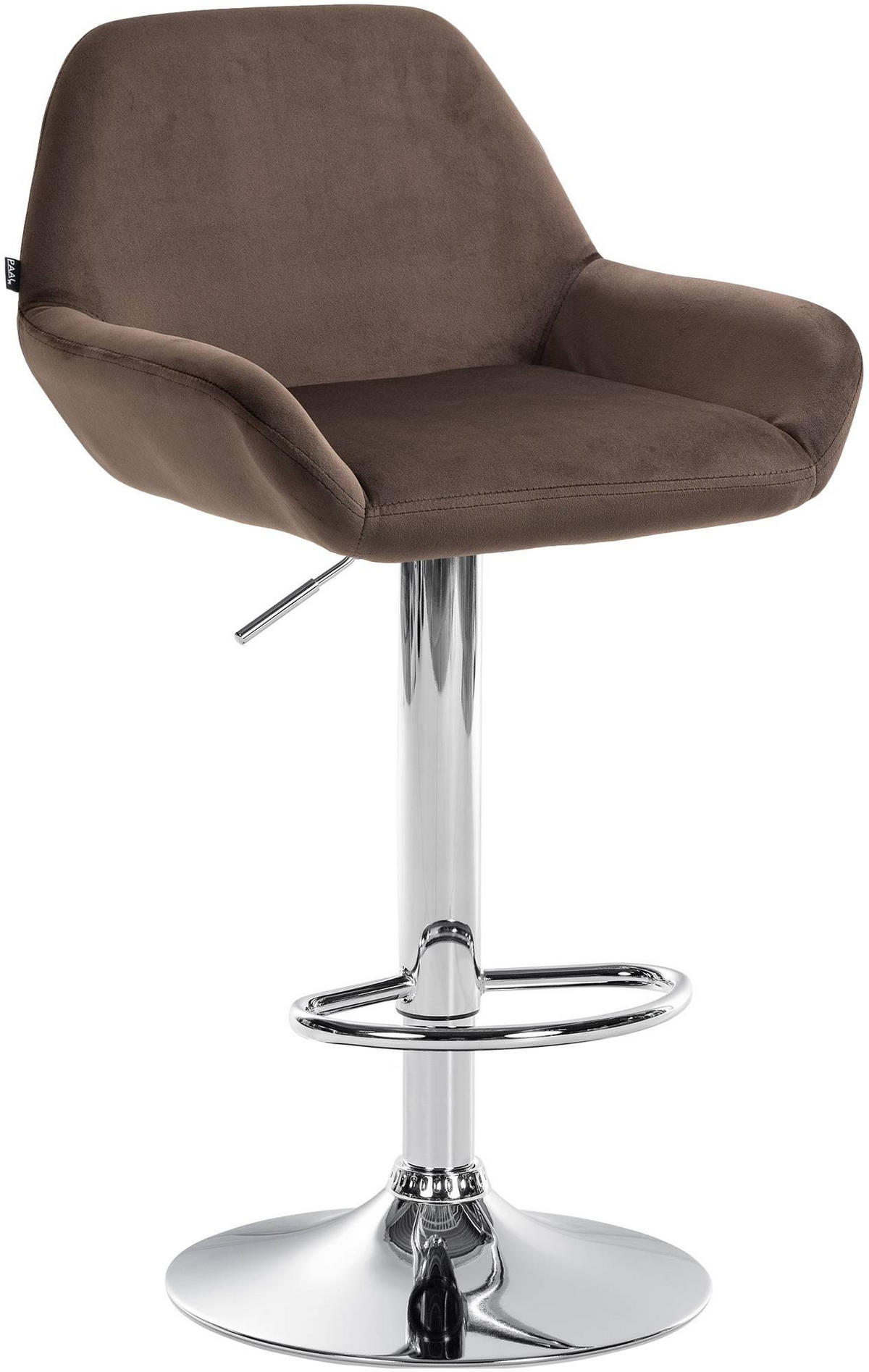 BARHOCKER Samt braun - Chromfarben/Braun, Textil/Metall (51/89/52cm) - CLP
