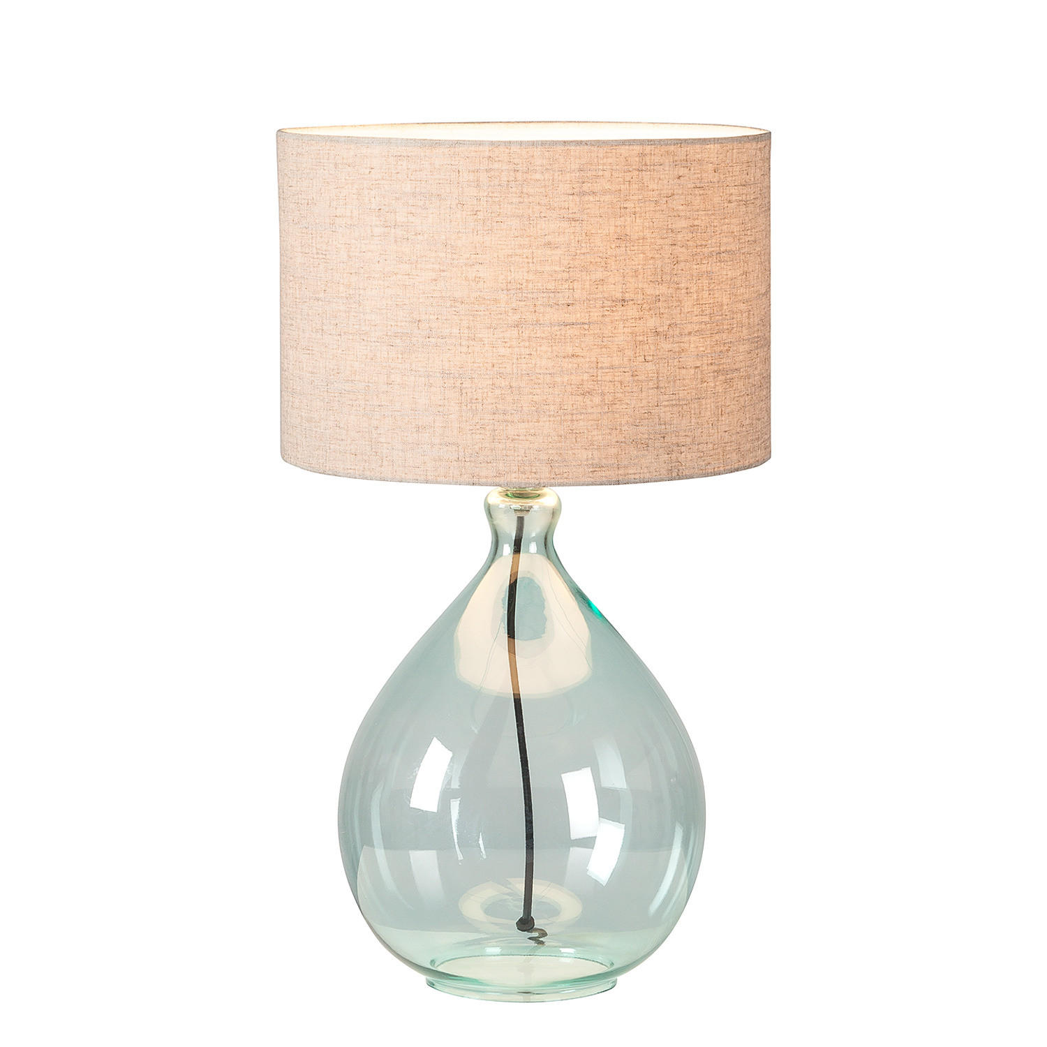 TISCHLEUCHTE - 1-flammig - Hellbraun, Glas/Textil (30/30/54cm) - home24