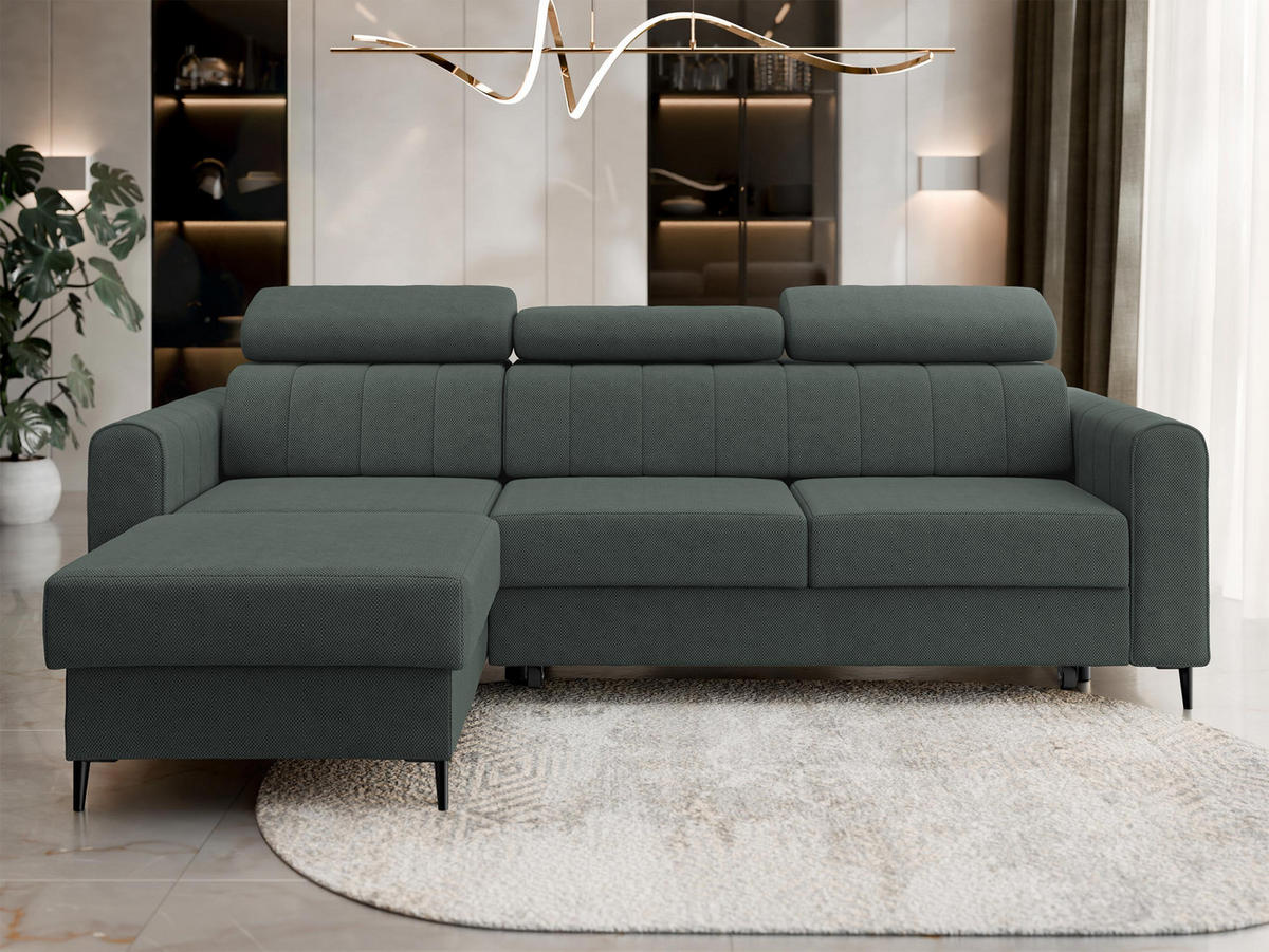 ECKSOFA Toronto III - Schwarz/Grau, Holz/Kunststoff (250/169cm) - MIRJAN24