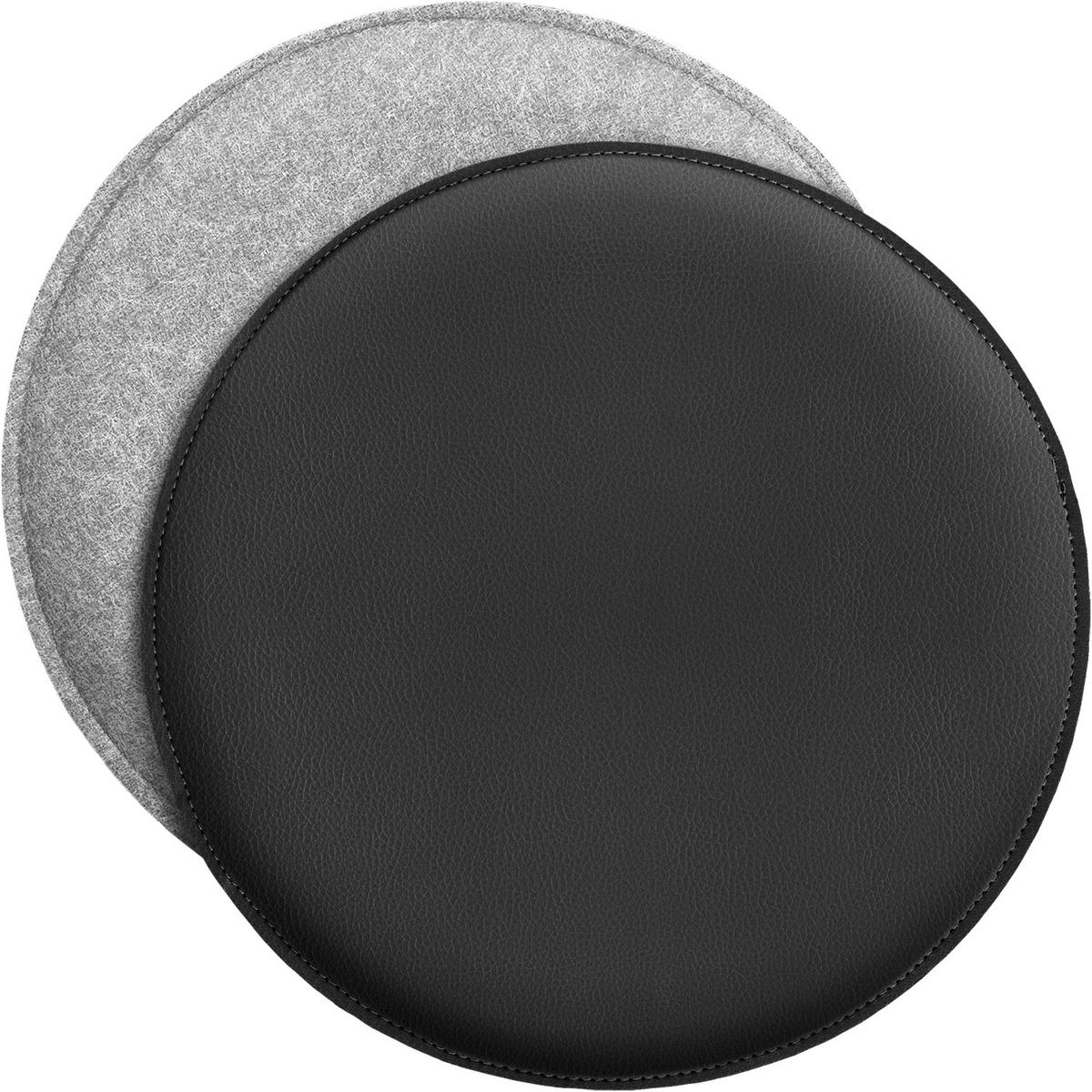 SITZKISSEN zum Wenden Filz und Kunstleder 4er Set - Dunkelgrau, Textil (35/35/2cm) - Miqio Design