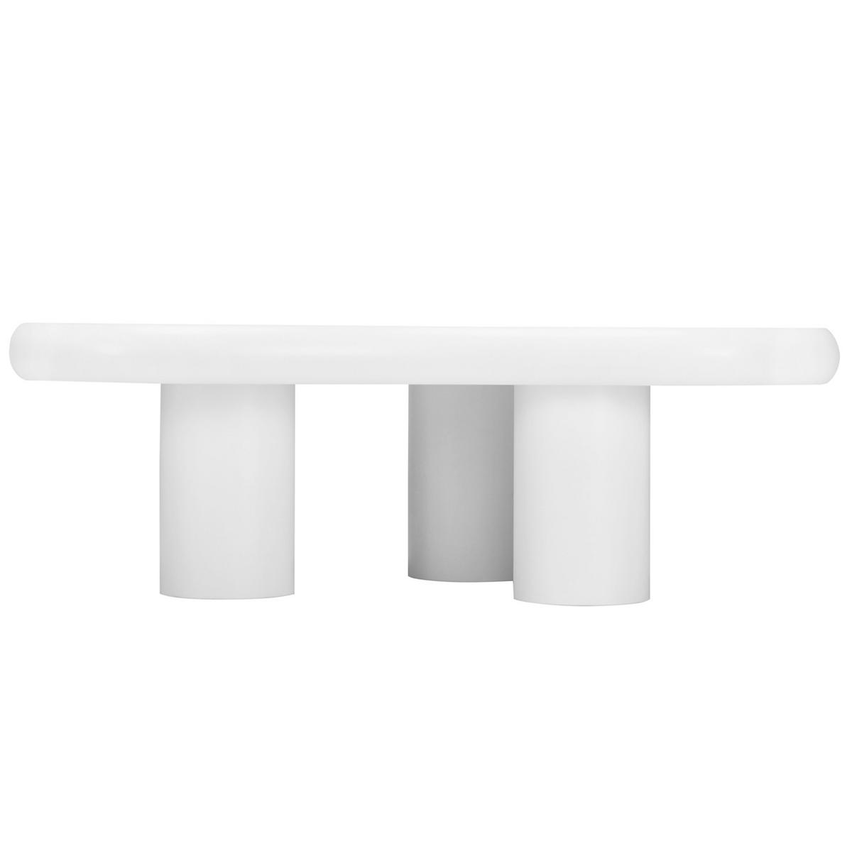 COUCHTISCH, Wolkenform, lackiertes MDF, weiß – kreatives, leichtes Design, Filzunterlagen, 97/67/32 cm,weiß - Weiß, Holzwerkstoff (67/97/32cm) - Redom
