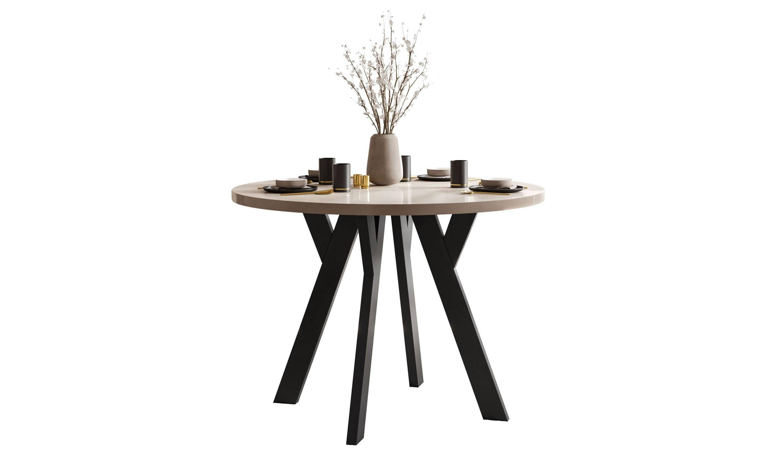 ESSTISCH VOLTA GLOSS 100/100/72,5 cm Tischplatte: Kaschmir Glanz; Gestell: Schwarz - Kaschmir/Schwarz, Holzwerkstoff/Metall (100/100/72.5cm) - Lookway