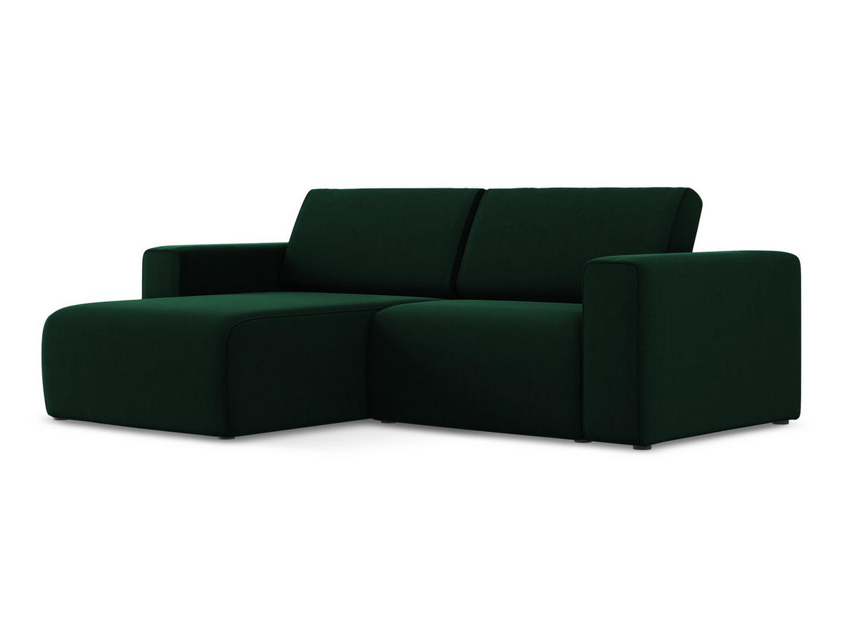 ECKSOFA Links Samt Stoff Grün - Blau/Dunkelgrün, Kunststoff/Textil (167/224cm) - Makamii