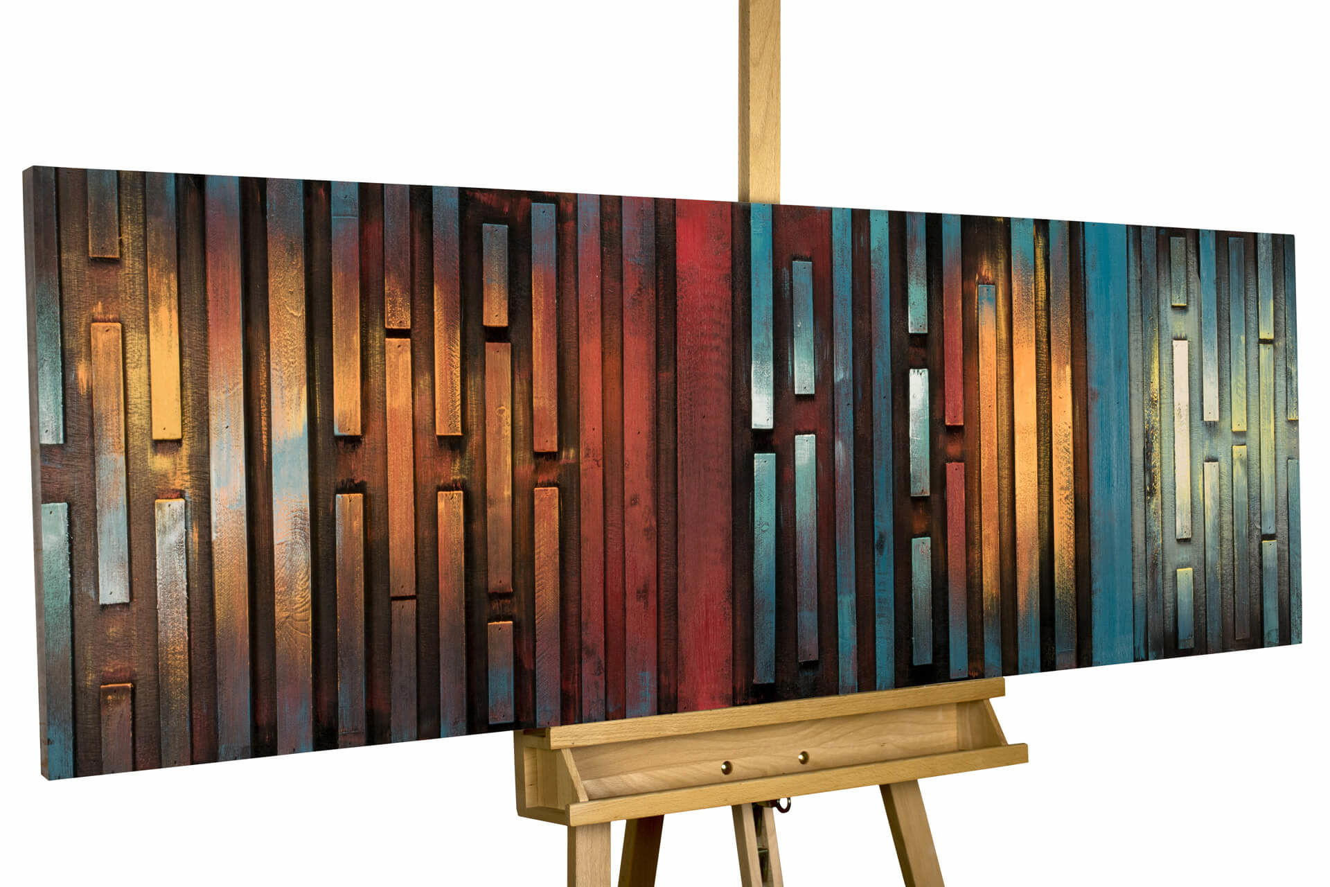 HOLZBILD Bunt 144/44 cm - Multicolor, Holz (6/44cm) - KUNSTLOFT