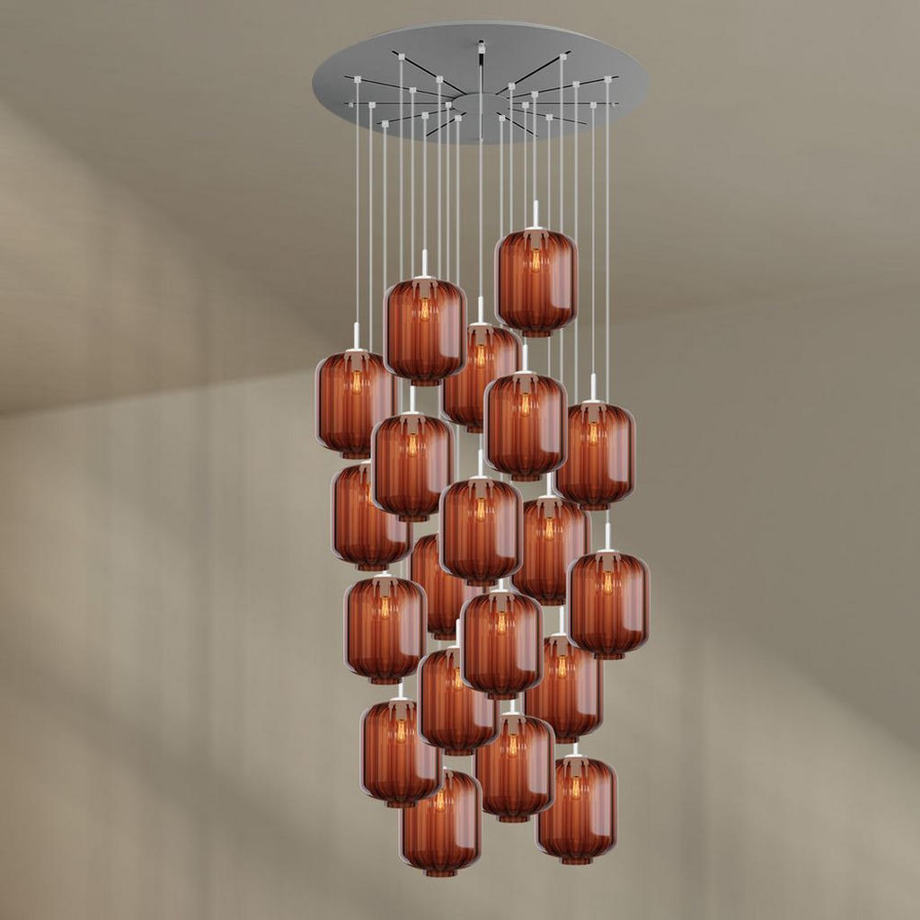 Thumbnail - s.luce Galerieleuchte, Braun, Weiß, Glas, Zylindrisch, 25x27x25 cm, Lampen & Leuchten, Innenbeleuchtung, Hängelampen, Pe...