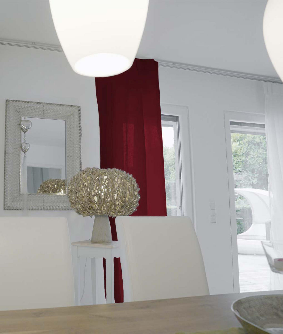 SCHLAUFENVORHANG reines Leinen mit verdeckten Schlaufen merlot-rot 135/245 cm - Dunkelrot, Naturmaterialien (135/255cm) - beties Heimtextil