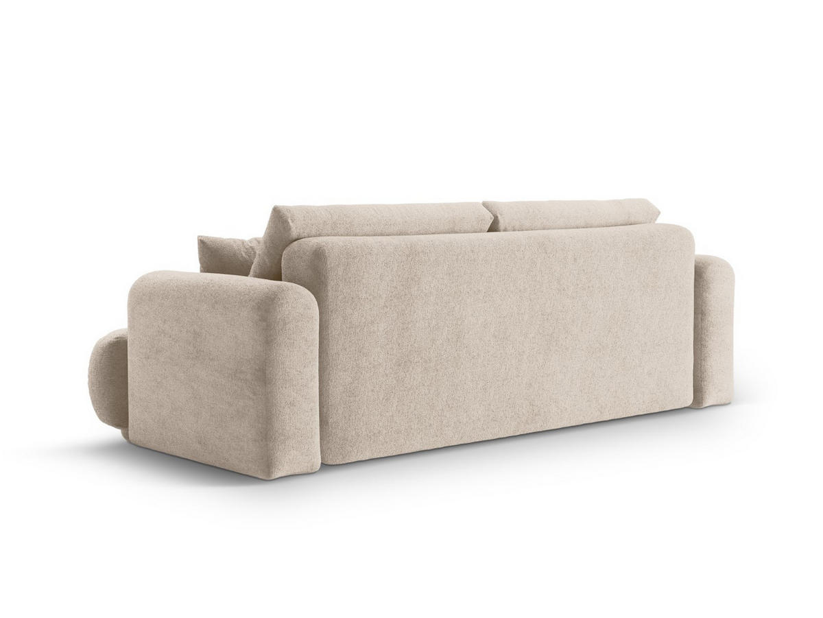 SOFA ausklappbar mit Bettkasten Ella aus strukturiertem Stoff sandfarben 3 Sitzplätze - Sandfarben, Textil (108/94/271cm) - Micadoni
