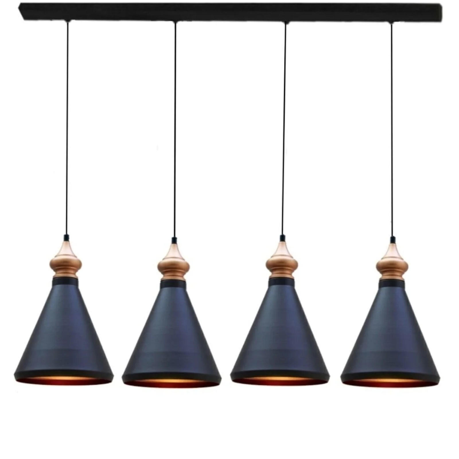 PENDELLEUCHTE Multiline 4-tlg - Schwarz, Metall (25/25/40cm) - Bamyum