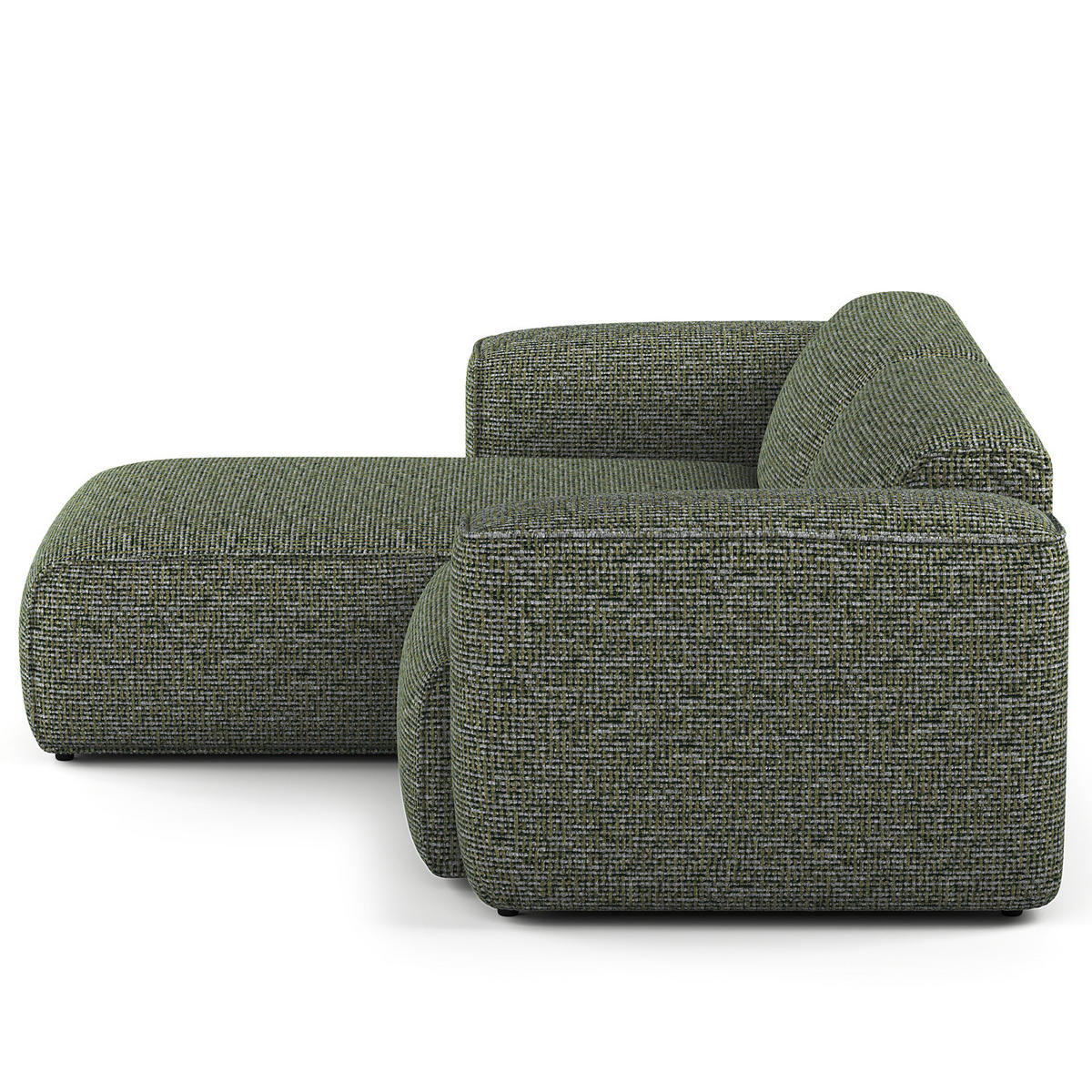 1,5-SITZER ECKSOFA mit Longchair - Schwarz/Grün, Kunststoff/Textil (260/173cm) - home24