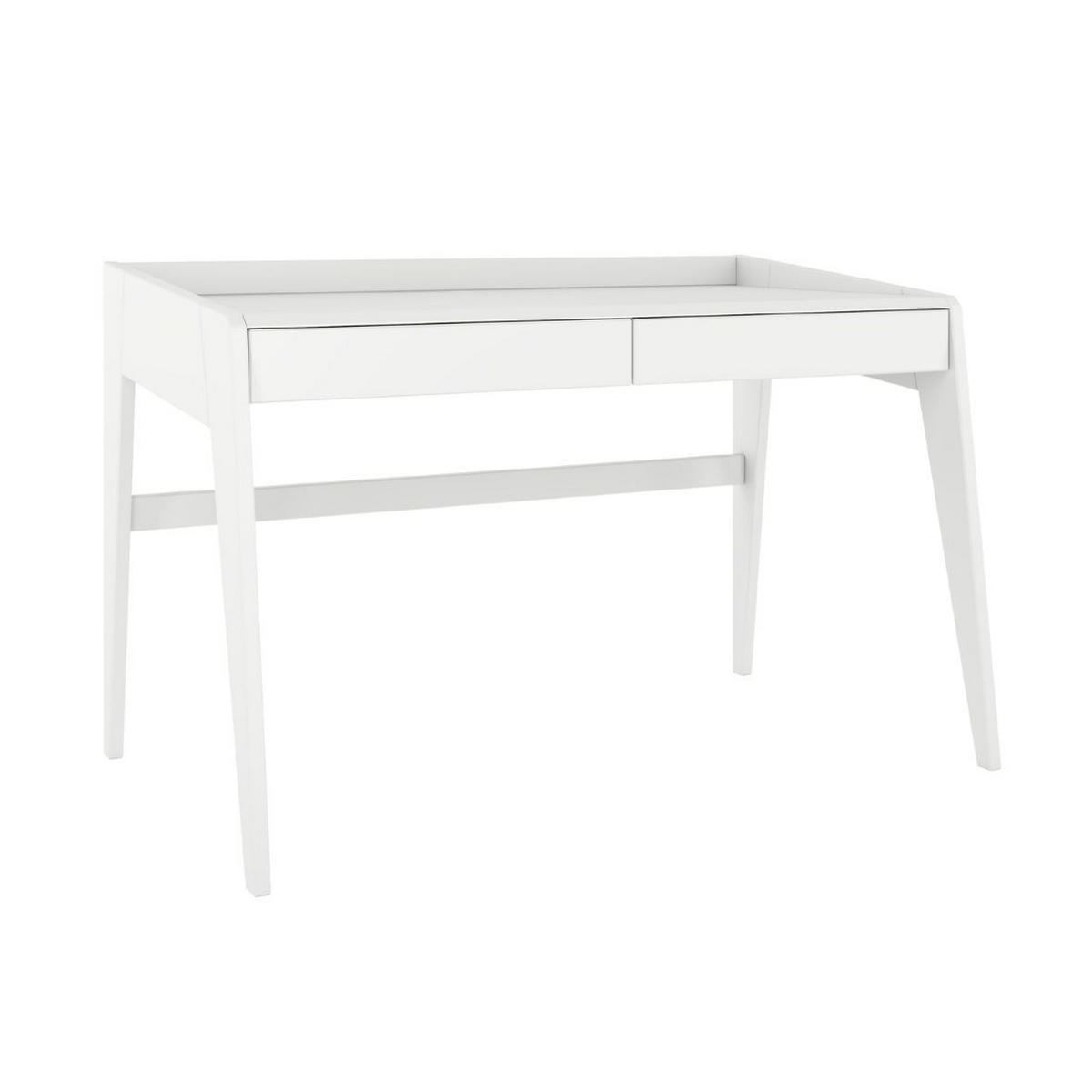 SCHREIBTISCH Lisa, 125/70/81 cm in Vollflächiges Weiß (RAL 9003), Buchenholz - Klar/Weiß, Holz/Buchenholz (70/125/81cm) - Visby
